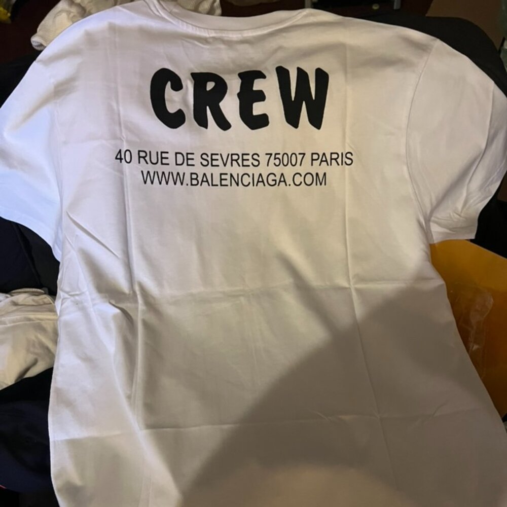 Balenciaga CREW Slogan T-Shirt Short Sleeve White Unisex Size XXL - Picture 2 of 4